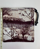 Spooky Season - Halloween Themed Draw String Trick or Treat Graveyard Print Goth XL Dice Spell Tarot Bag