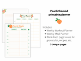 Project Peach: themed Cute Weekly Printable Workout and Meal Planner