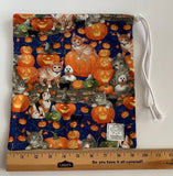 Cats ‘n’ Jacks - Spooky Cute Halloween Themed Draw String Trick or Treat XL Handmade Tarot Spell Bag
